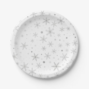 Twinkle Snowflake -Silver Grey & White- Paper Plate