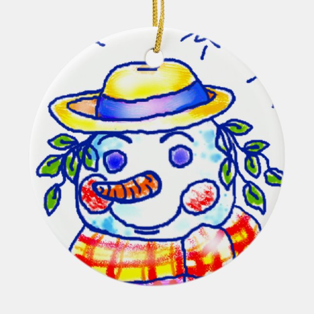 Twinkle Snowman custom name Ceramic Tree Decoration (Front)