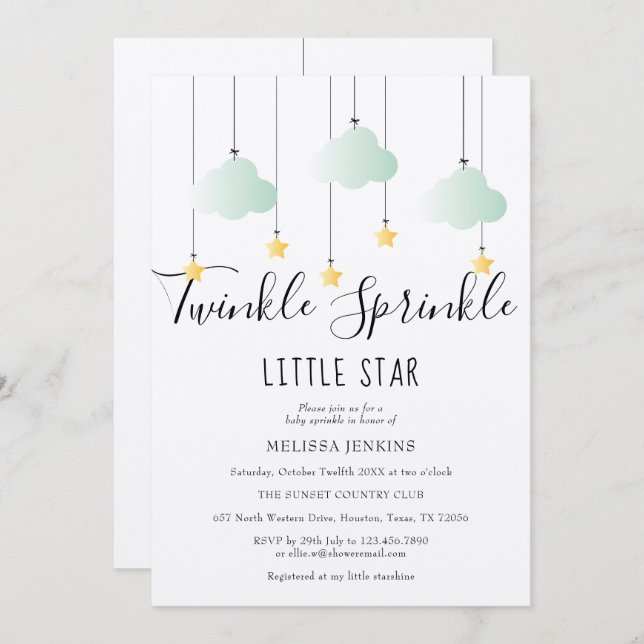 Twinkle Sprinkle Baby Shower Rustic Boho Invitation (Front/Back)