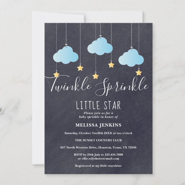 Twinkle Sprinkle Baby Sprinkle / Shower Chalkboard Invitation (Front)
