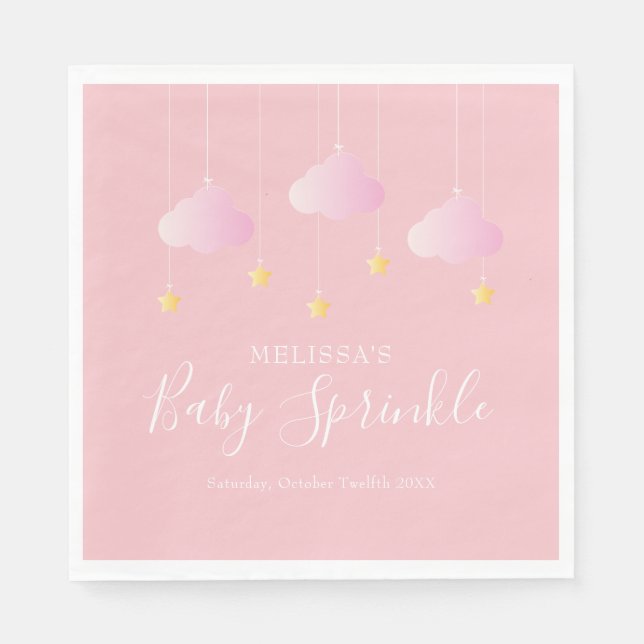 Twinkle sprinkle little star baby girl shower pink napkin (Front)