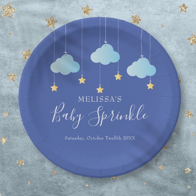Twinkle Sprinkle Little Star Baby Shower Blue Paper Plate (Twinkle Sprinkle Little Star Baby Shower Blue Paper Plates)