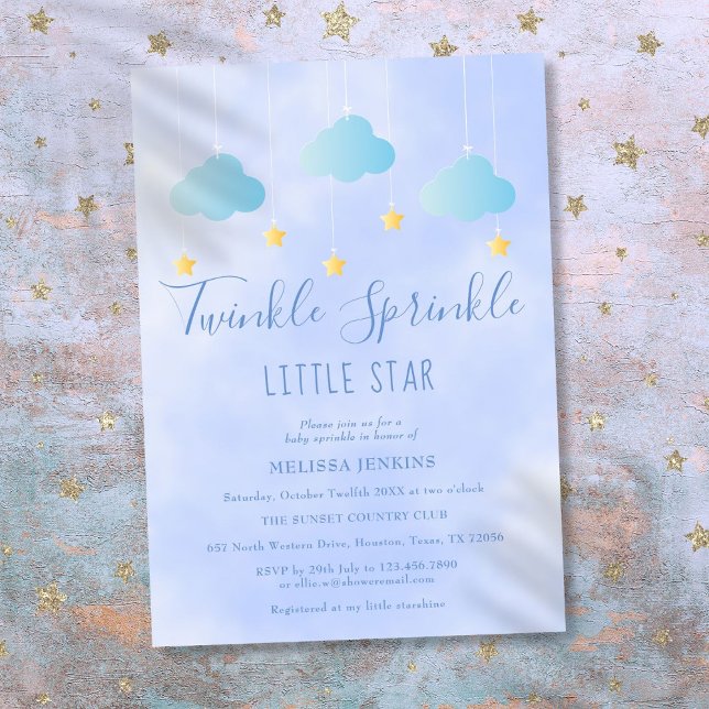 Twinkle Sprinkle Little Star Boy Blue Baby Shower Invitation (Twinkle Sprinkle Little Star Boy Blue Baby Shower Invitation)