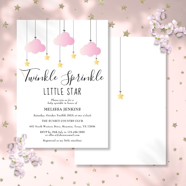 Twinkle Sprinkle Little Star Pink Girl Baby Shower Invitation (Twinkle Sprinkle Little Star Pink Girl Baby Shower Invitation)