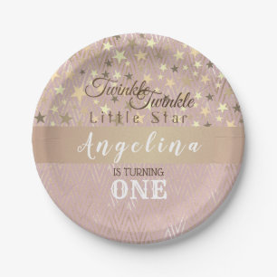 Twinkle Star 1st Birthday Girl  Paper Plate