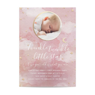 Twinkle Star 1st Birthday Invitation