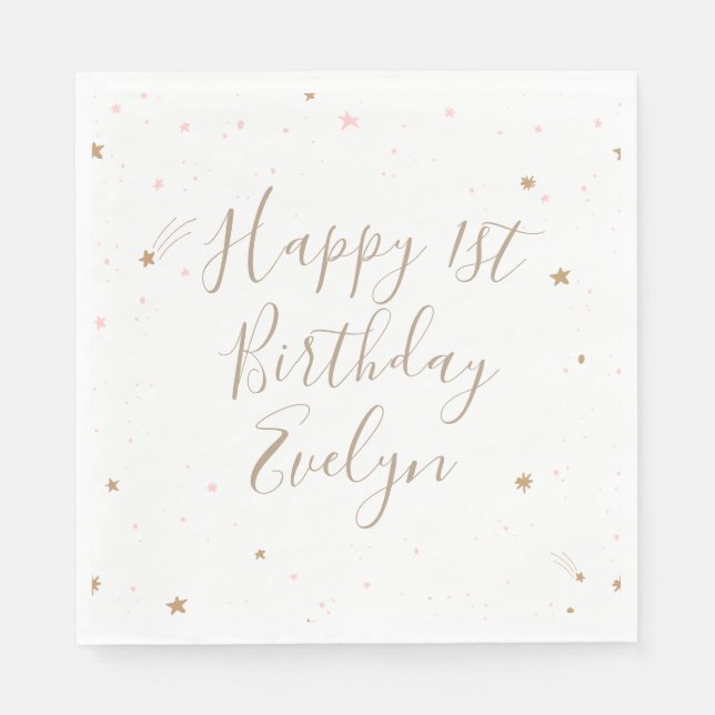 Twinkle Star 1st Birthday Napkin (Front)