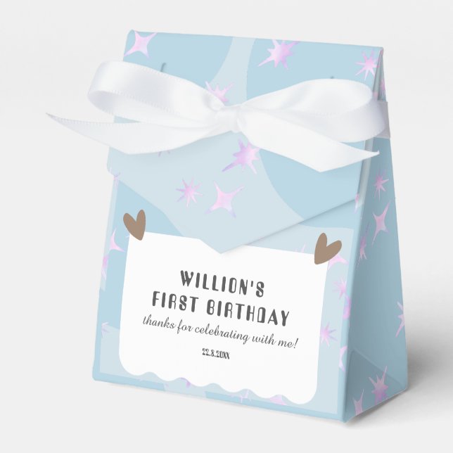 Twinkle Star And Heart Birthday Favour Box (Front Side)