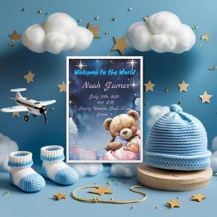 "Twinkle Star Baby Boy Invitation