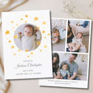 Twinkle Star Gender Neutral Newborn Baby Birth Announcement