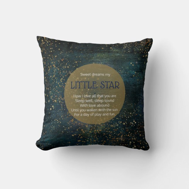 Twinkle Star Night Sky Poem Poster Nursery Decor Cushion (Front)