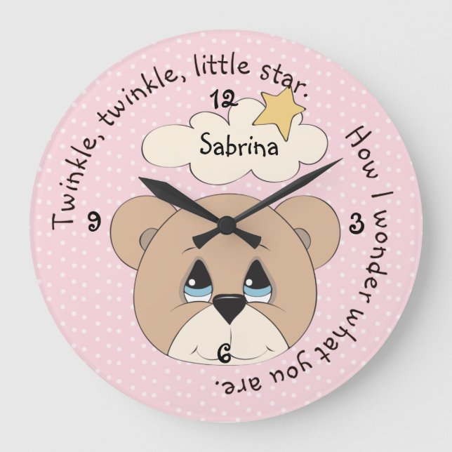 Twinkle Star Rhyme Wall Clock (Front)