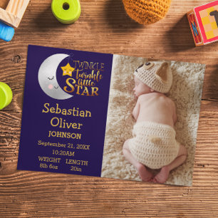Twinkle Star Whimsical Photo Birth Announcement