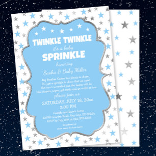 Twinkle Stars Baby Sprinkle boy invitations
