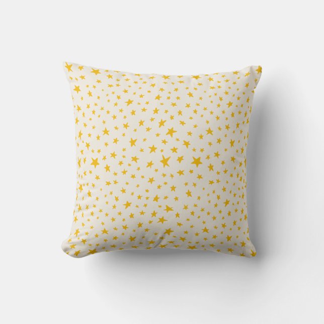 Twinkle Stars golden yellow and cream Cushion (Front)