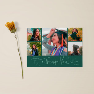 Twinkle Stars Green Grad Multi Photo Thank You Announcement
