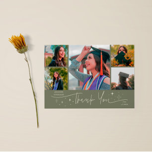 Twinkle Stars Sage Grad Multi Photo Thank You Announcement