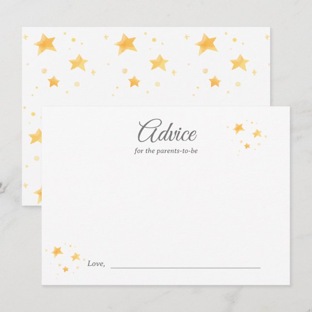 Twinkle Twinkle Advice for Baby Shower Activity Enclosure Card (Front/Back)