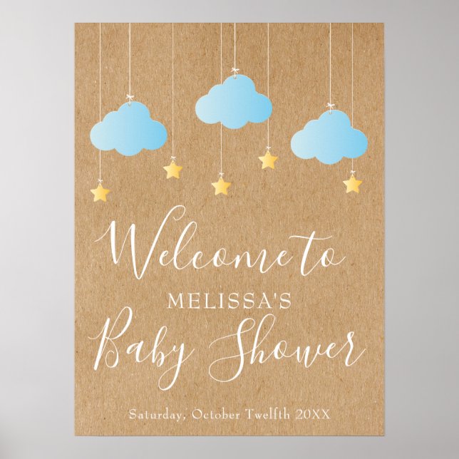 Twinkle Twinkle Baby Boy Shower / Sprinkle Welcome Poster (Front)