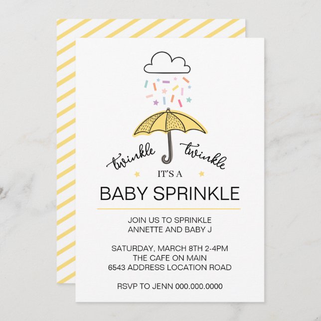 Twinkle twinkle baby sprinkle gender neutral  invitation (Front/Back)
