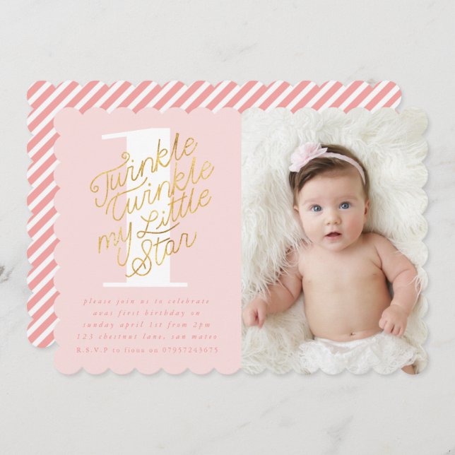 TWINKLE TWINKLE BIRTHDAY PARTY INVITATION (Front/Back)