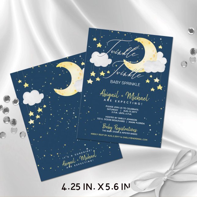 Twinkle Twinkle Budget Baby Shower Invite Postcard (Budget-Friendly "Twinkle Twinkle Baby Sprinkle" Gender-Neutral Baby Shower Invitation (4.25x5.6 in.))