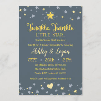 Twinkle Twinkle Gender Reveal Shower Invitation