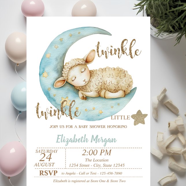 Twinkle Twinkle Little Sheep Baby Shower  Invitation (Creator Uploaded)