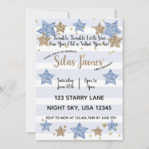 Twinkle Twinkle Little Star 1st Birthday Blue Gold