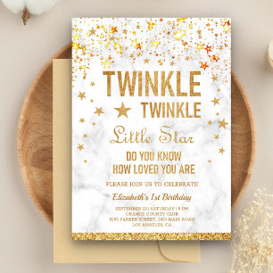 Twinkle Twinkle Little Star 1st Birthday Party Invitation