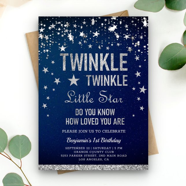 Twinkle Twinkle Little Star 1st Birthday Party Invitation (Creator Uploaded)