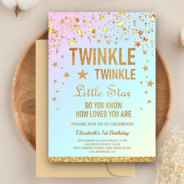 Twinkle Twinkle Little Star 1st Birthday Party Invitation (Creator Uploaded)