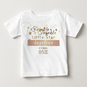 Twinkle Twinkle Little Star 1st Birthday Pink Gold Baby T-Shirt