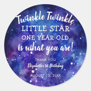 Twinkle Twinkle Little Star 1st Birthday Thank you Classic Round Sticker