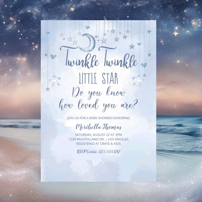 Twinkle Twinkle Little Star and Moon Baby Shower Invitation (Creator Uploaded)