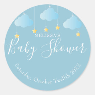 Twinkle twinkle little star baby boy shower blue classic round sticker