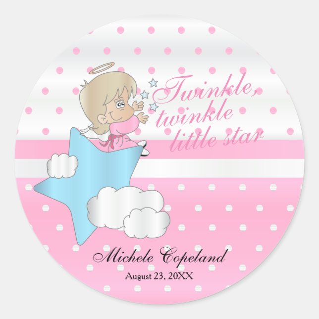 Twinkle, Twinkle Little Star -  Baby Girl Classic Round Sticker (Front)
