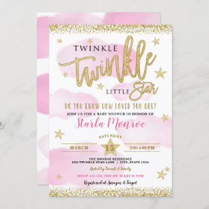 Twinkle Twinkle Little Star Baby Girl Shower Invitation