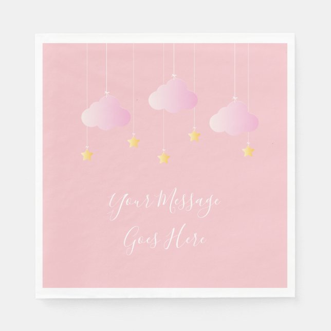 Twinkle twinkle little star baby girl shower pink napkin (Front)