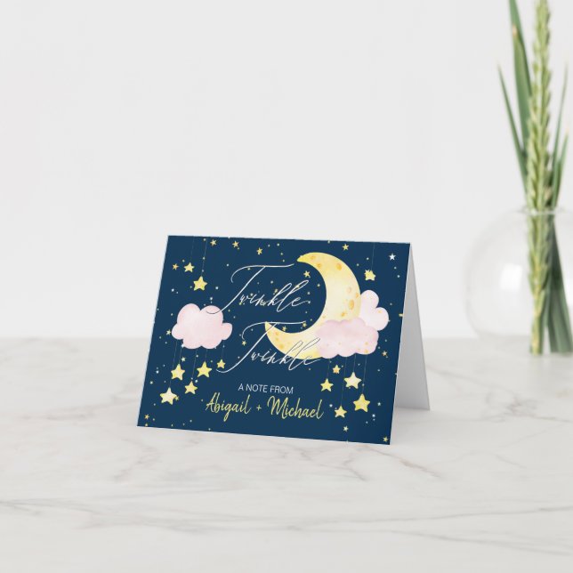 Twinkle Twinkle Little Star Baby Girl  Thank You Card (Front)