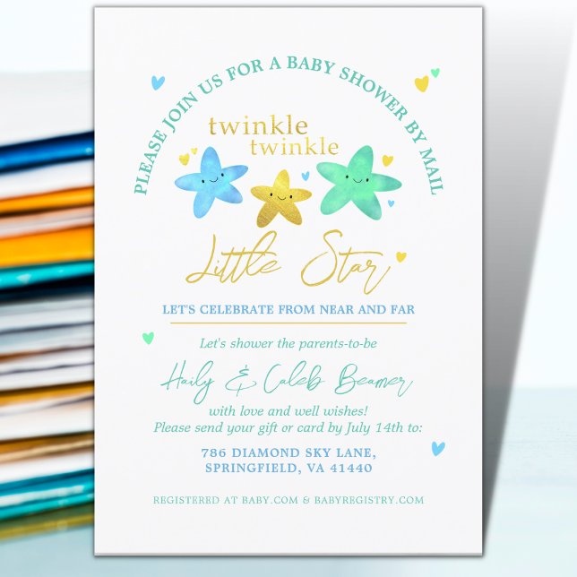 Twinkle Twinkle Little Star Baby Shower by Mail Invitation (Creator Uploaded)