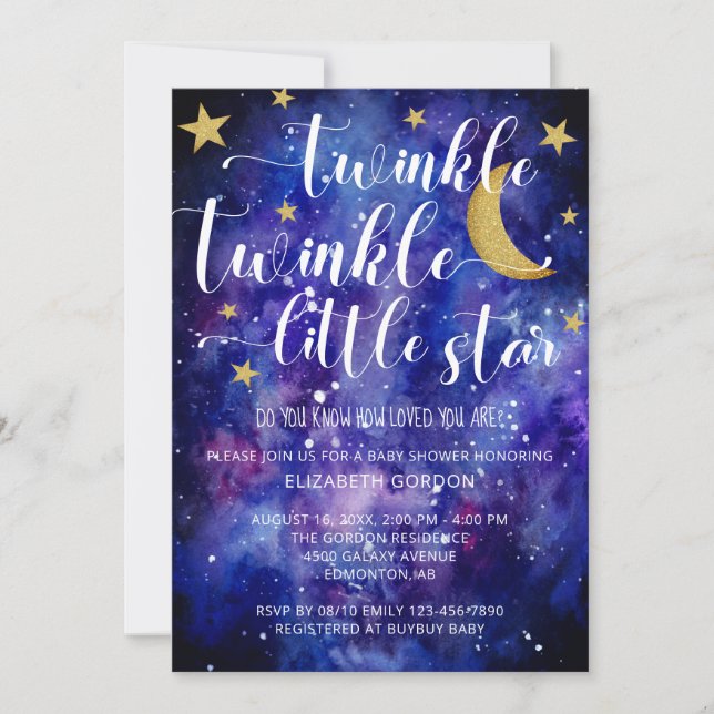 Twinkle Twinkle Little Star Baby Shower Galaxy  Invitation (Front)