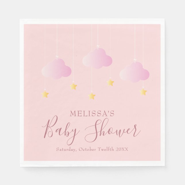 Twinkle Twinkle Little Star Baby Shower Girl Pink Napkin (Front)