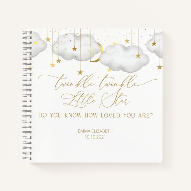 Twinkle Twinkle Little Star Baby Shower Guestbook Notebook (Front)