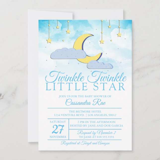 TWINKLE TWINKLE LITTLE STAR - BABY SHOWER INVITATION (Front)