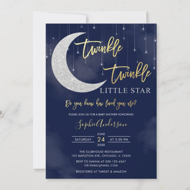 Twinkle Twinkle Little Star Baby Shower Invitation (Front)
