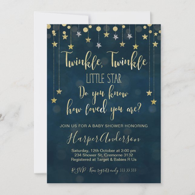 Twinkle Twinkle Little Star Baby Shower Invitation (Front)