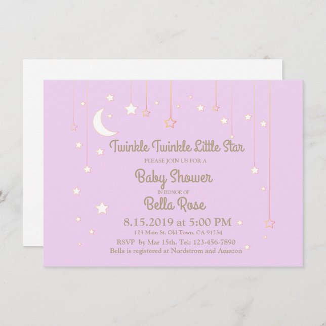 Twinkle Twinkle Little Star Baby Shower invitation (Front/Back)