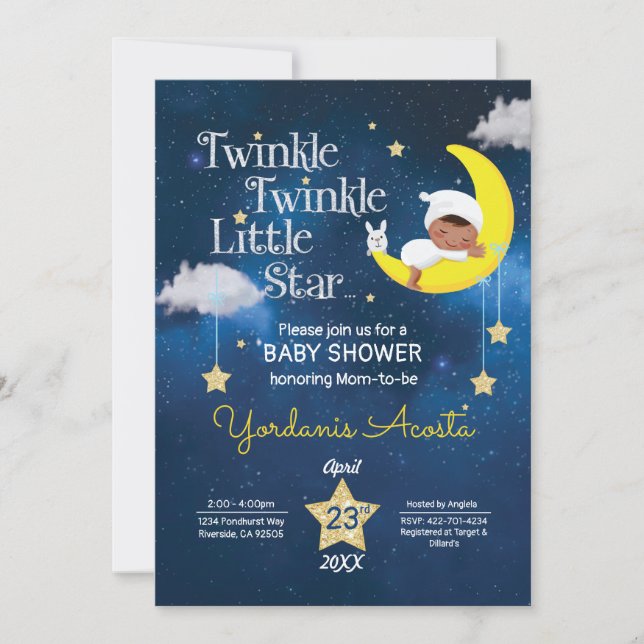 Twinkle Twinkle Little star baby shower invitation (Front)