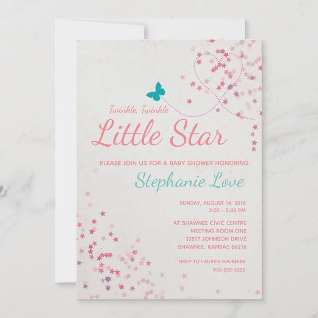 Twinkle Twinkle Little Star Baby Shower Invitation (Front)